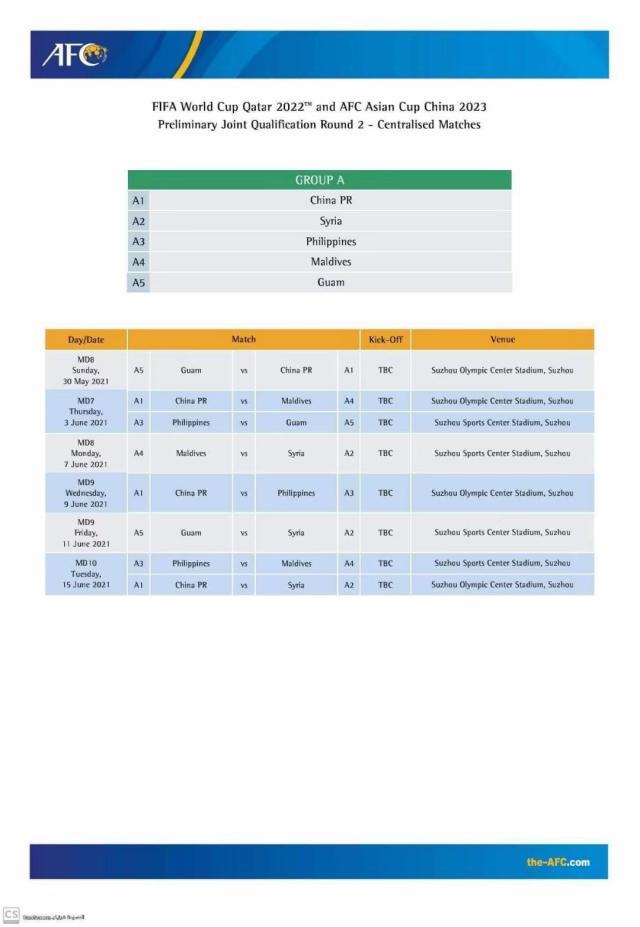 半岛体育-亚足联公布40强赛最终赛程 国足5月30日战关岛队